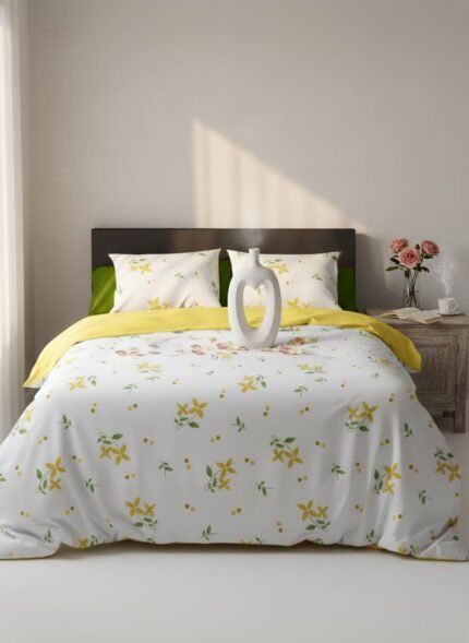 24 – Ethereal White Luxury Bedsheet_BrightYellow