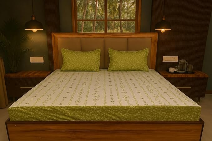 OpulAuric24 Waterproof Elastic Fitted Bedsheet_PastelOlive