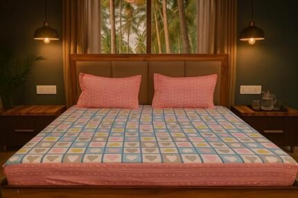 Waterproof Fitted Bedsheet_PinkBlue