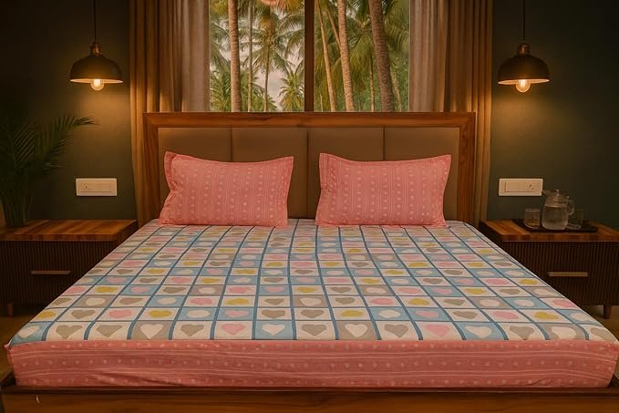Waterproof Fitted Bedsheet_PinkBlue